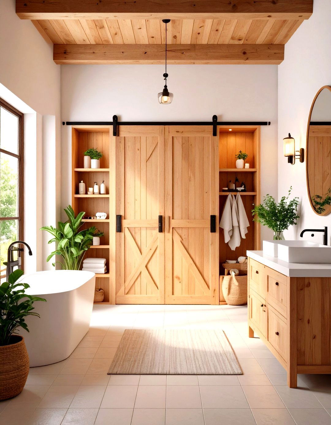 Sliding Barn Door with Built in Storage - 24 Bathroom Barn Door Ideas