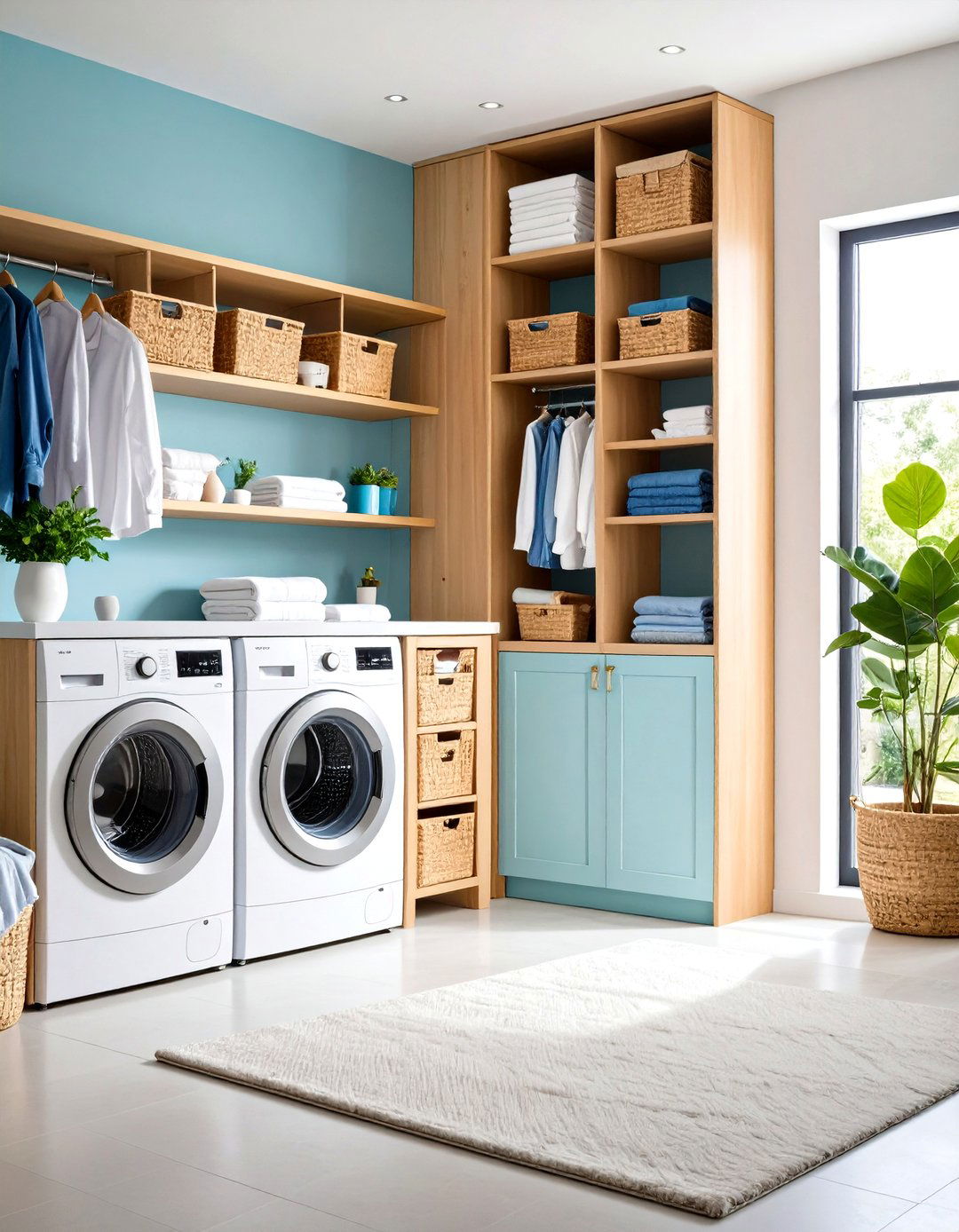 Sliding Door with Built In Storage Shelving - 24 Laundry Room Door Ideas