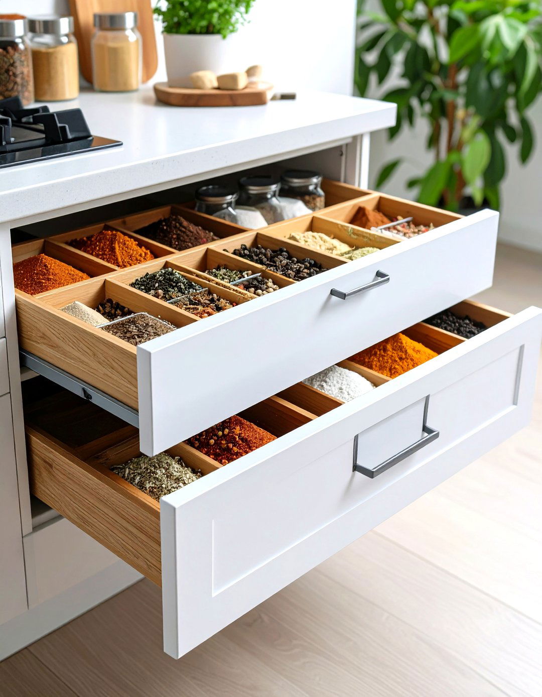 Sliding Spice Drawer Inserts - 24 Small Kitchen Storage Ideas