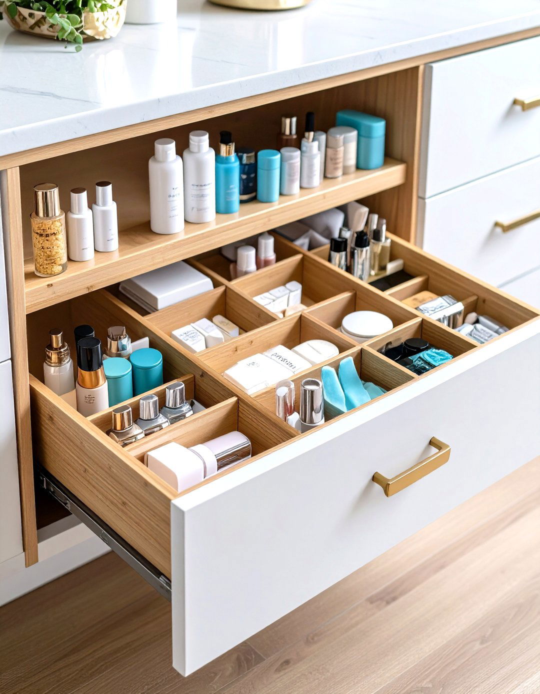 Sliding Vanity Organizers - 24 vanity organization ideas