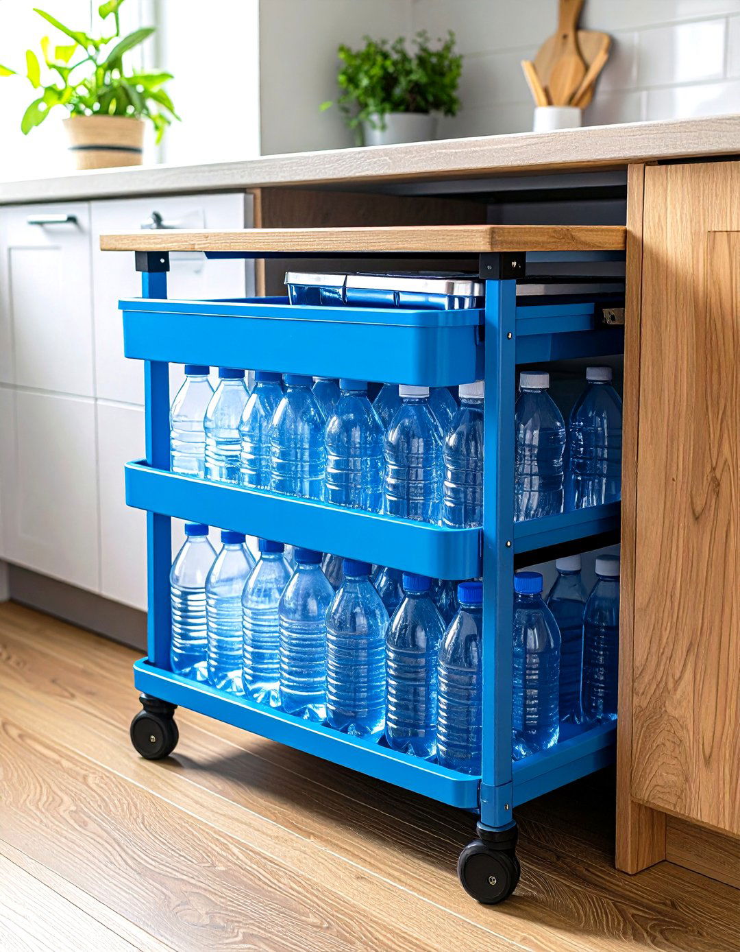 Slim Gap Storage Cart - 24 Water Bottle Storage Ideas