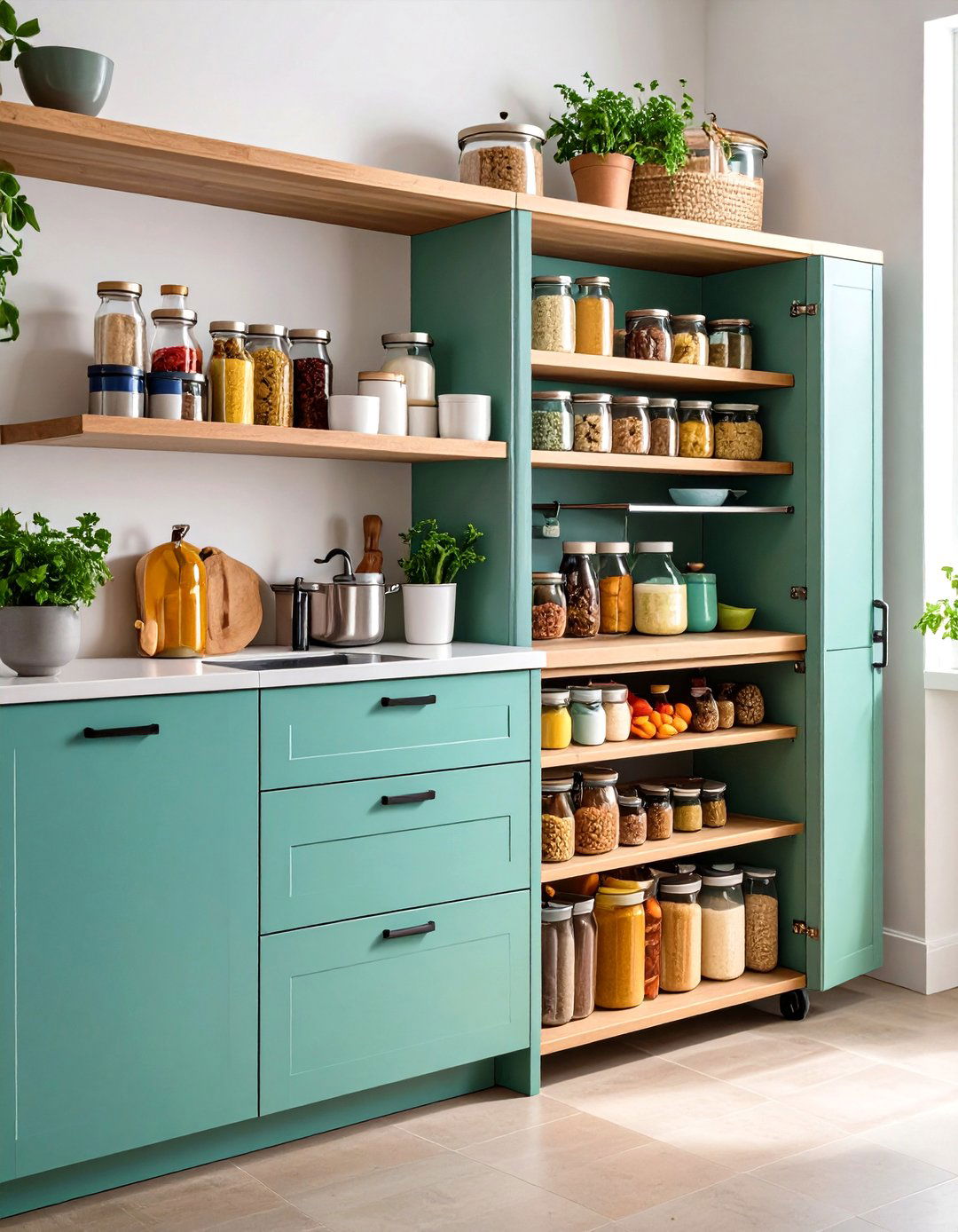 Slim Pull Out Pantry Organizers - 24 Small Kitchen Storage Ideas