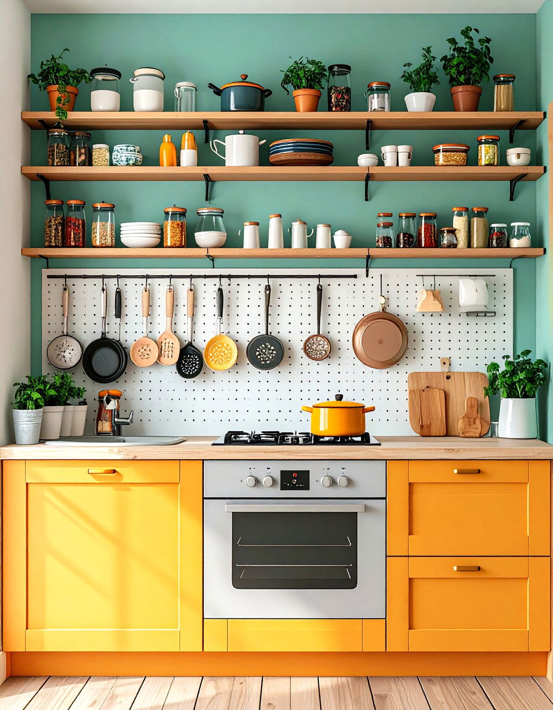 Small Apartment Kitchen - 24 Pegboard Ideas