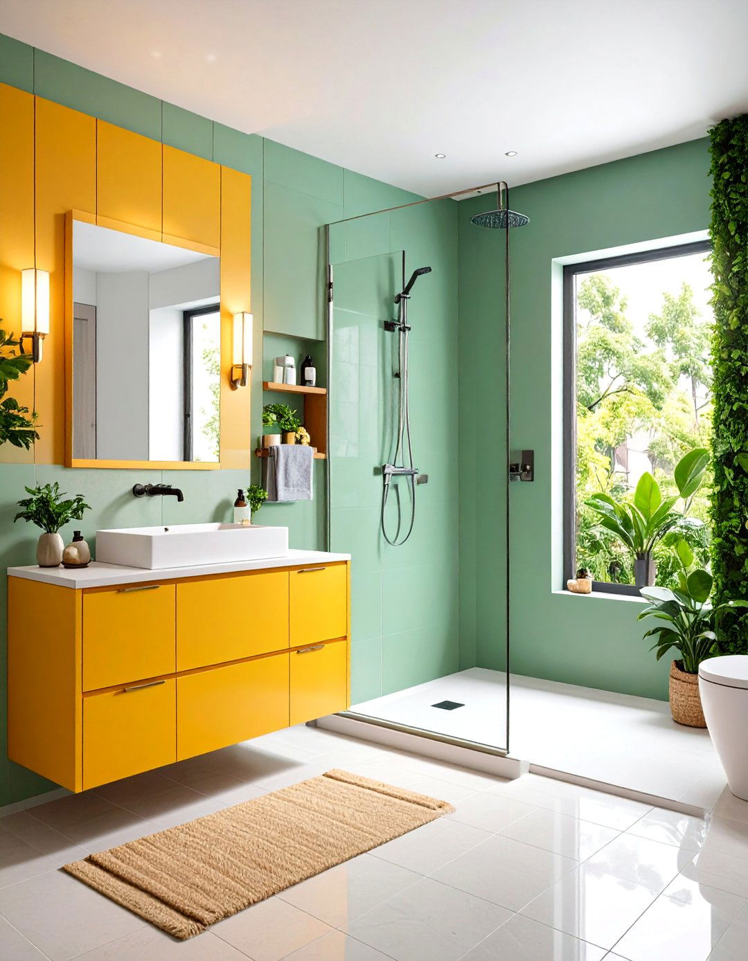 Small Bathroom with Corner Shower and Space Saving Solutions - 24 Modern Bathroom Ideas