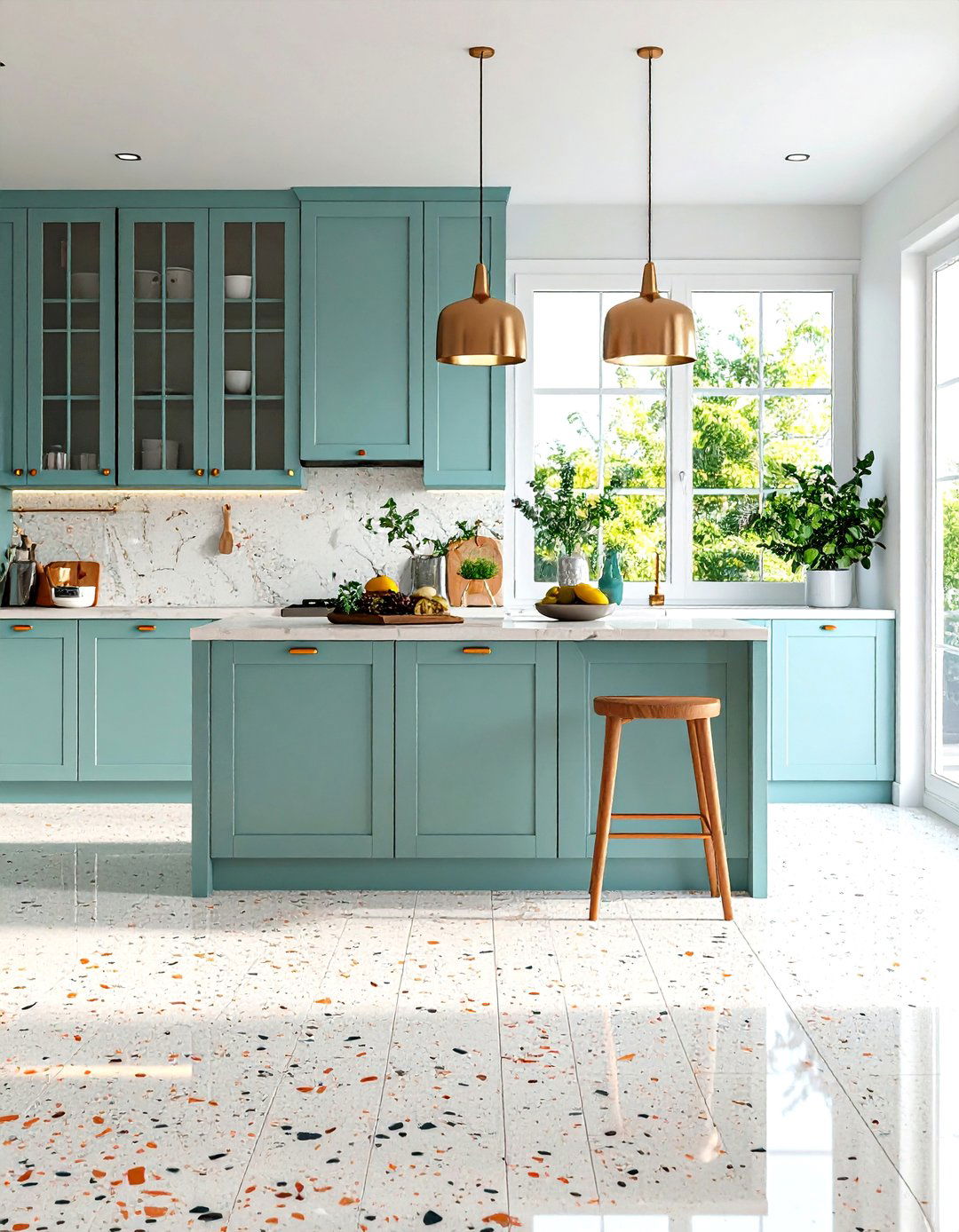 Small Chip Fine Terrazzo Flooring - 24 Terrazzo Kitchen Floor Ideas