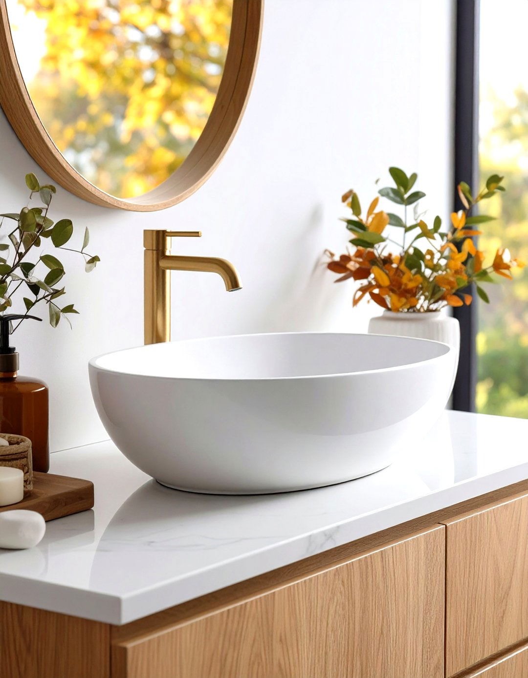 Small Oval Undermount Sink with Quartz Countertop - 24 Small Bathroom Sink Ideas