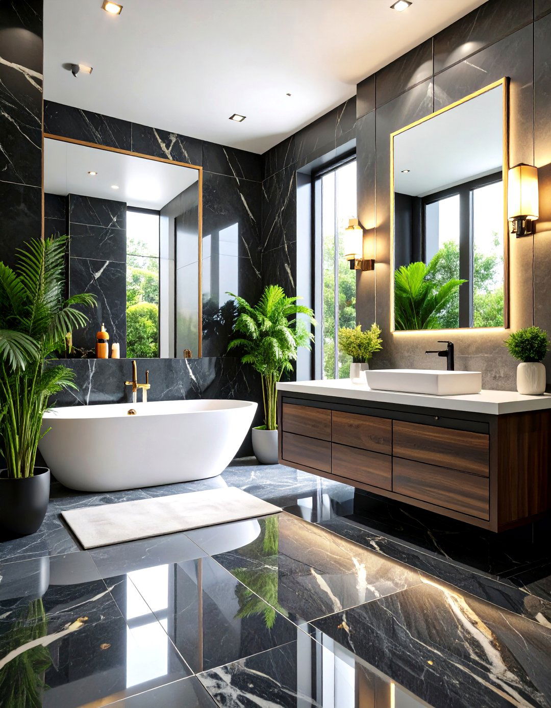 Small Space Black Marble Solutions - 24 Black Marble Bathrooms