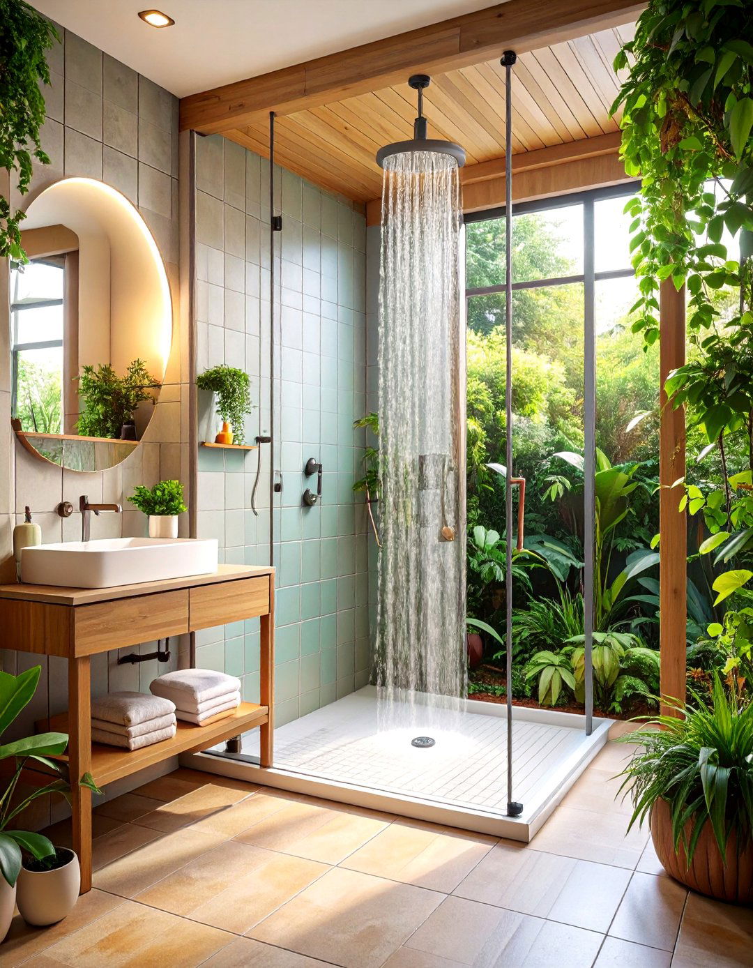 Small Space Corner Shower with Smart Storage - 24 Bathroom Shower Ideas