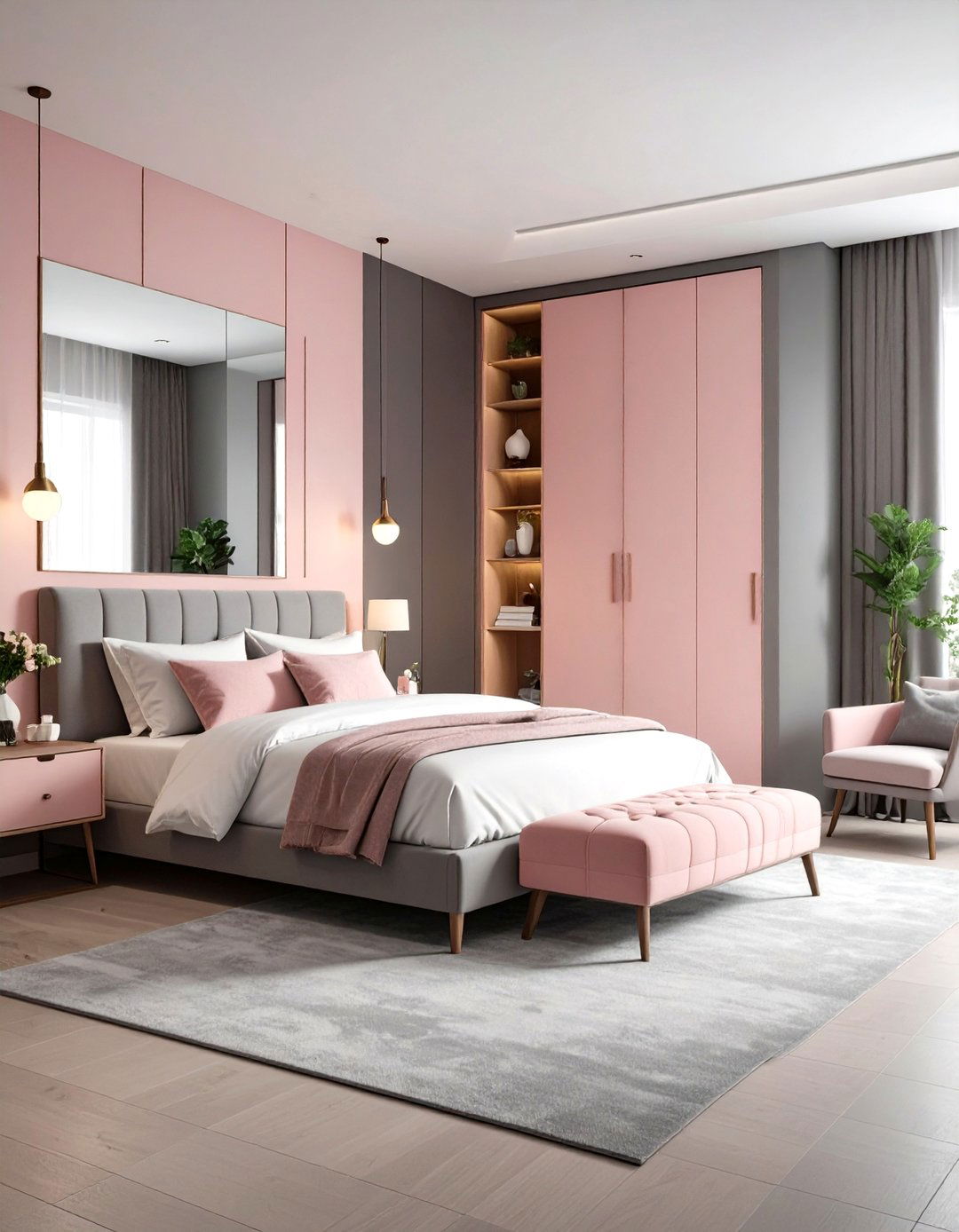 Small Space Pink and Grey Design - 24 Pink and Grey Bedroom Ideas