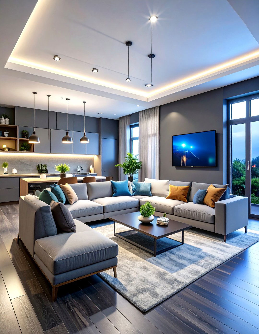 Smart Home Grey Living Room Technology - 24 Grey Living Room With Dark Wood Floors