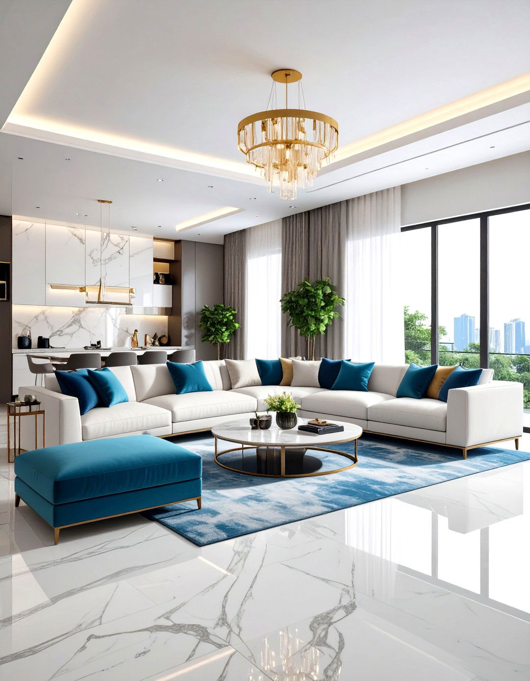 Smart Home Marble Integration - 24 Marble Floor Living Room Ideas