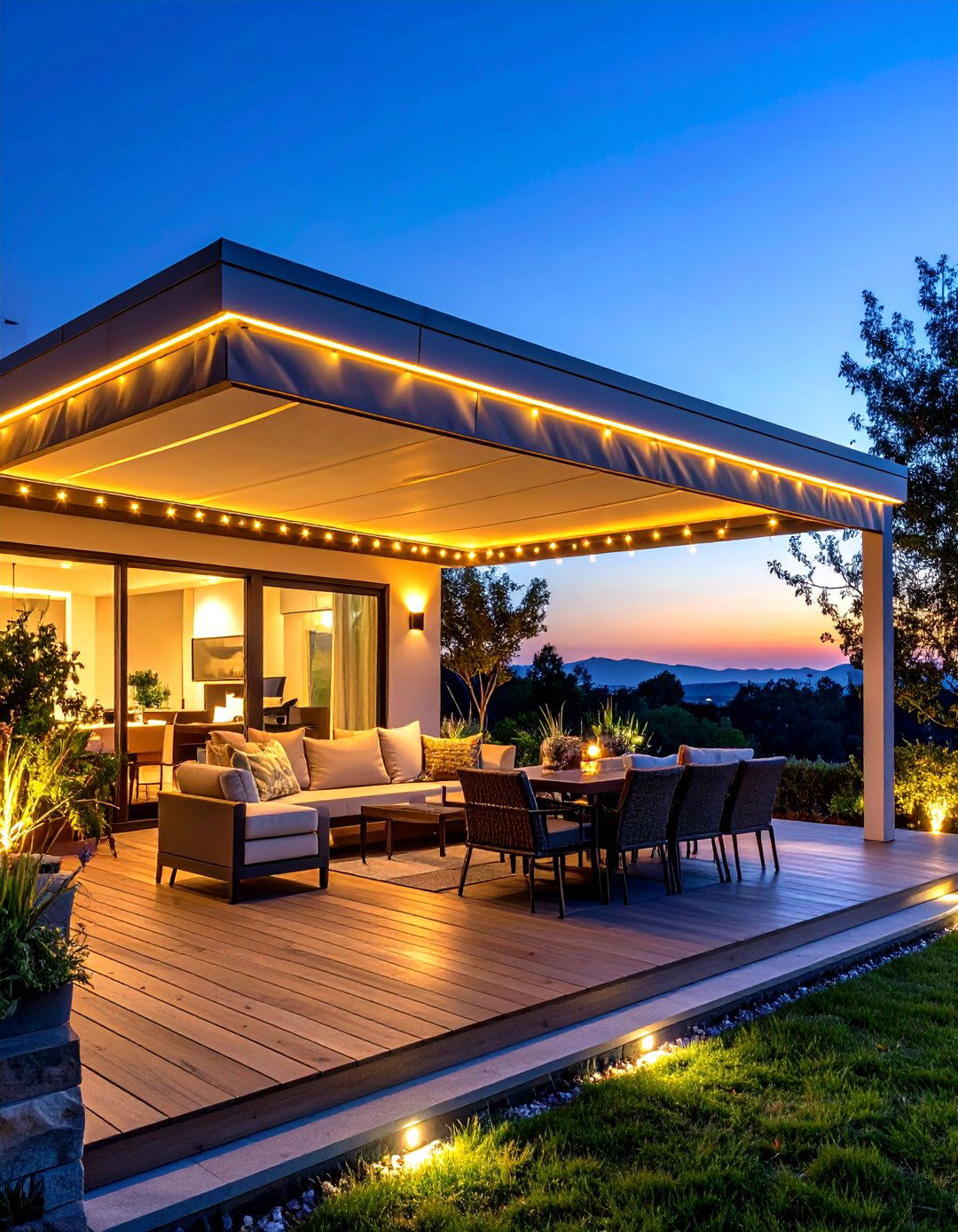 Smart LED Integrated Lighting - 24 Deck Awning Ideas