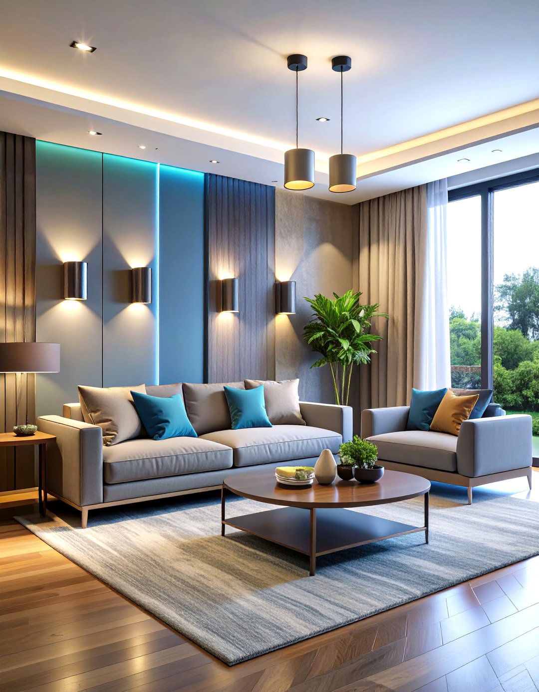 Smart LED Wall Sconces with App Control - 24 Living Room Wall Lighting Ideas
