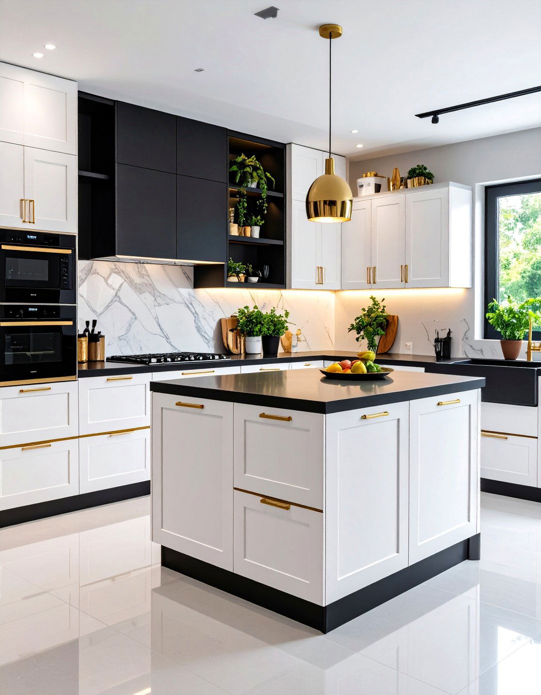 Smart Storage Solutions with Hidden Compartments - 24 black white and gold kitchen ideas