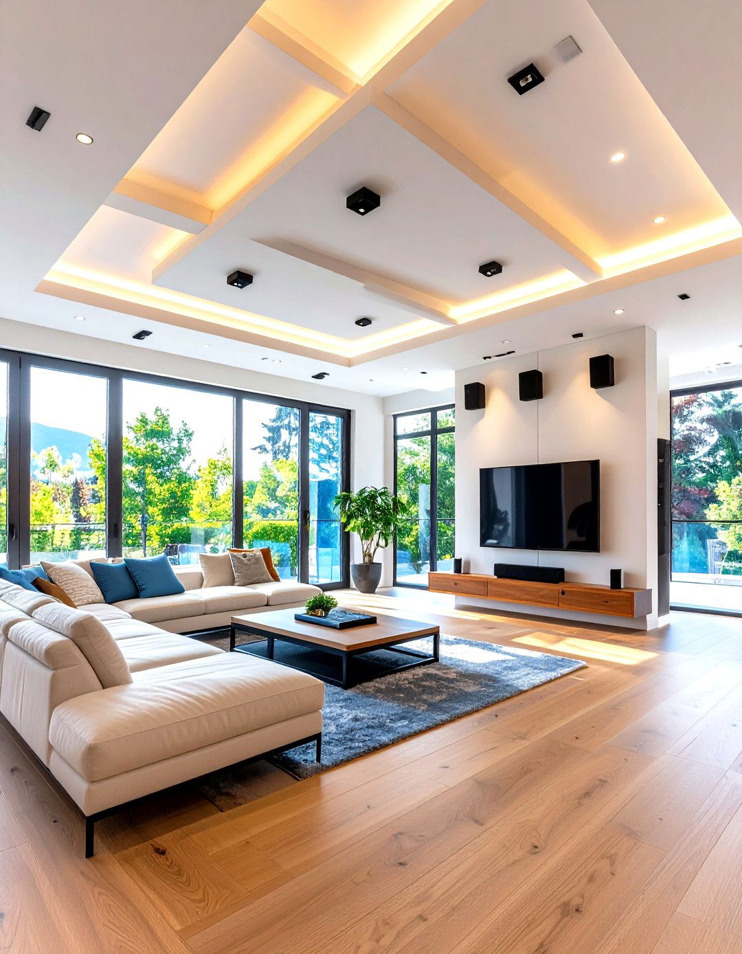 Smart Technology Audio Coffered Integration - 24 Coffered Ceiling Ideas