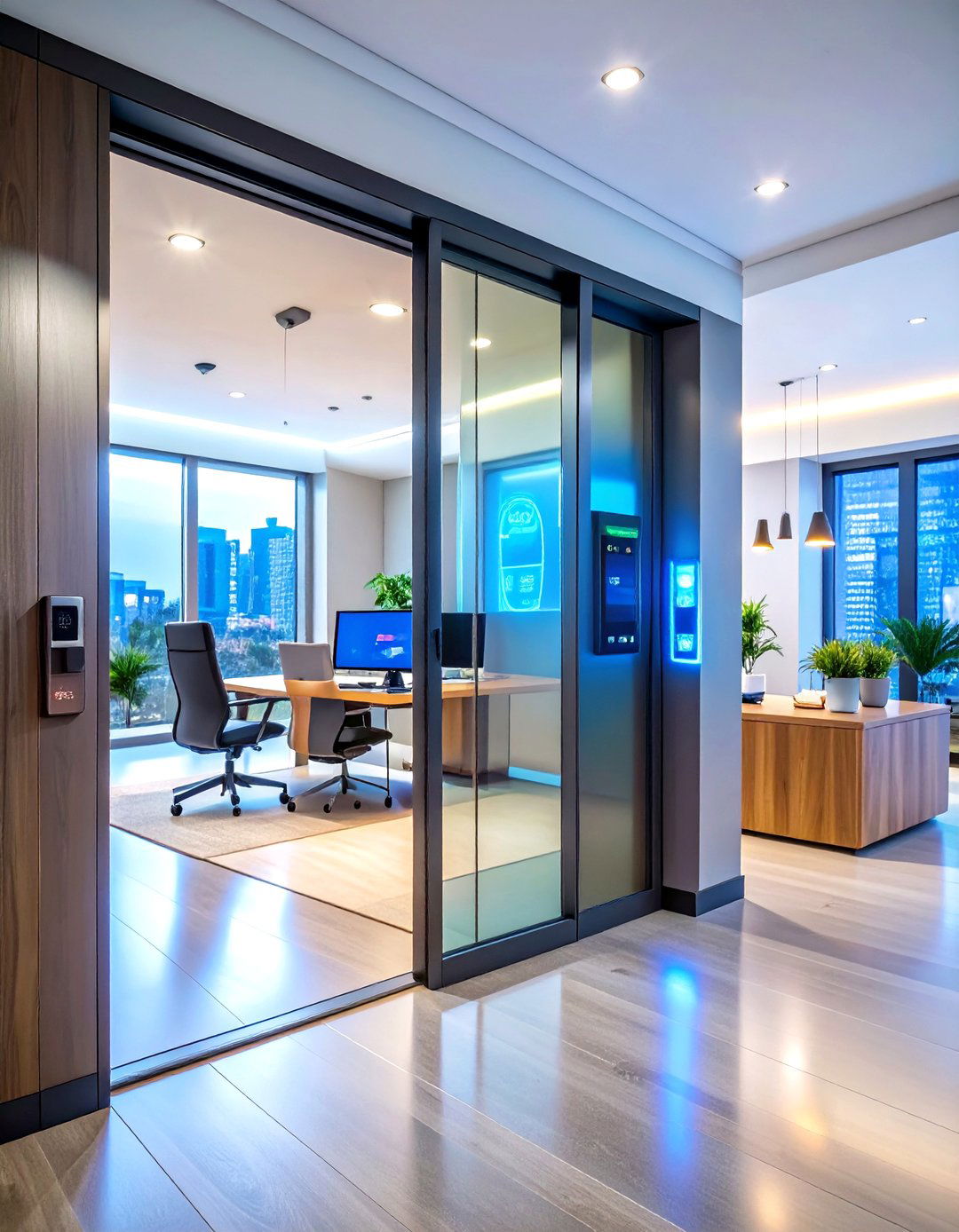 Smart Technology Door - 24 Home Office Door Ideas