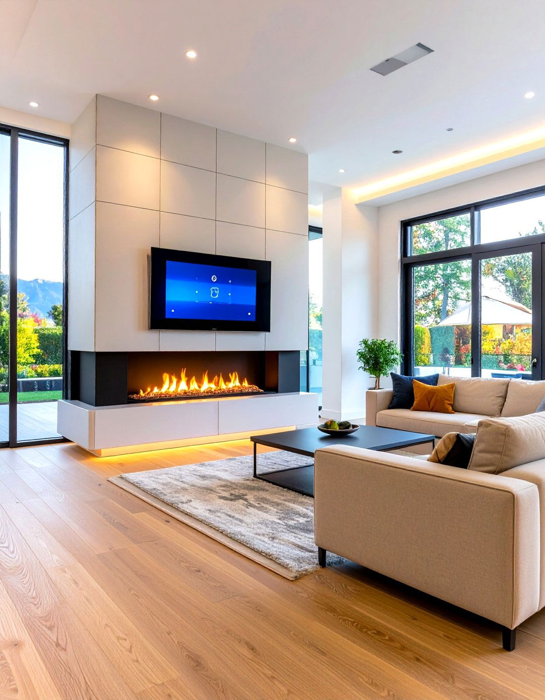 Smart Technology Fireplace with App Control and Voice Activation - 24 Fireplace Ideas