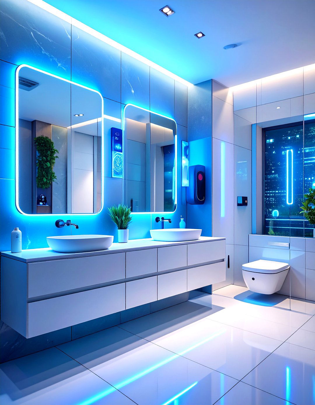 Smart Technology Integrated Hall Bathroom - 24 Hall Bathroom Ideas