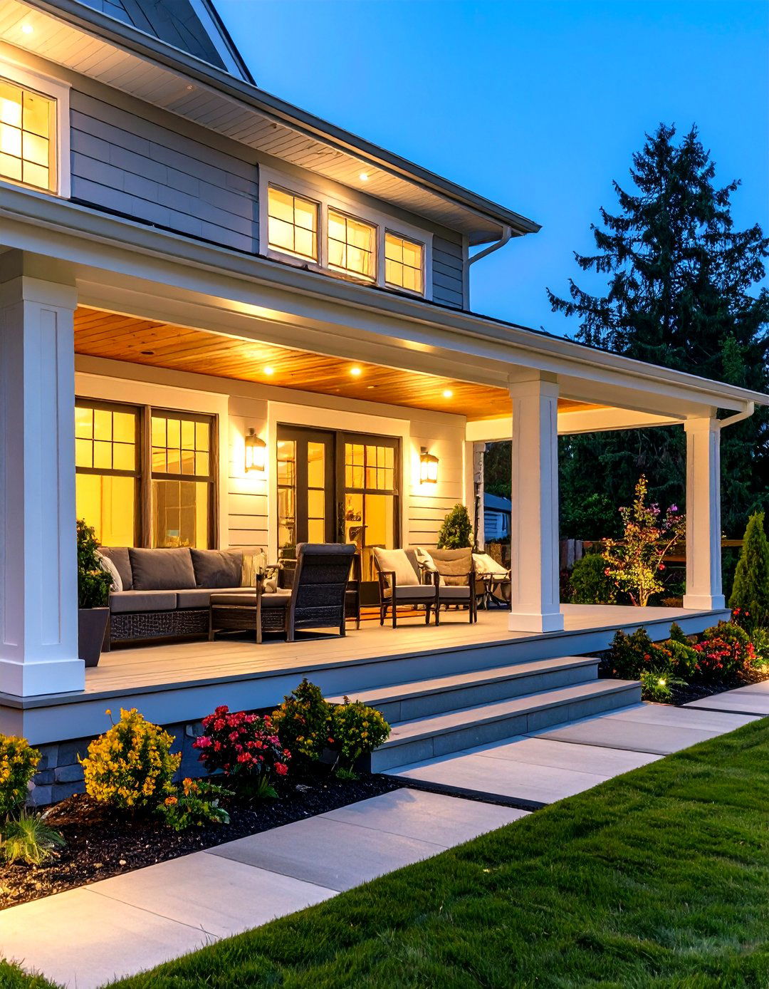 Smart Technology Integrated Modern Porch - 24 Large Front Porch Ideas