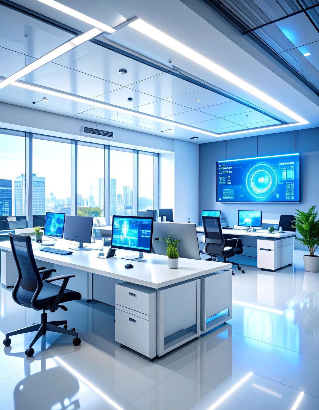 Smart Technology Integrated Office - 24 Modern Home Office Ideas