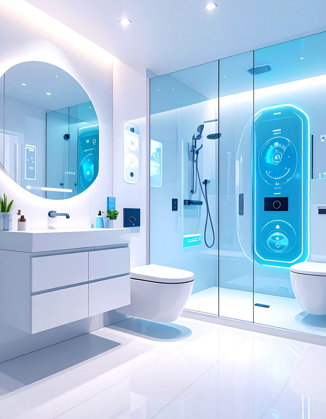Smart Technology Integration - 24 Small White Bathroom Ideas