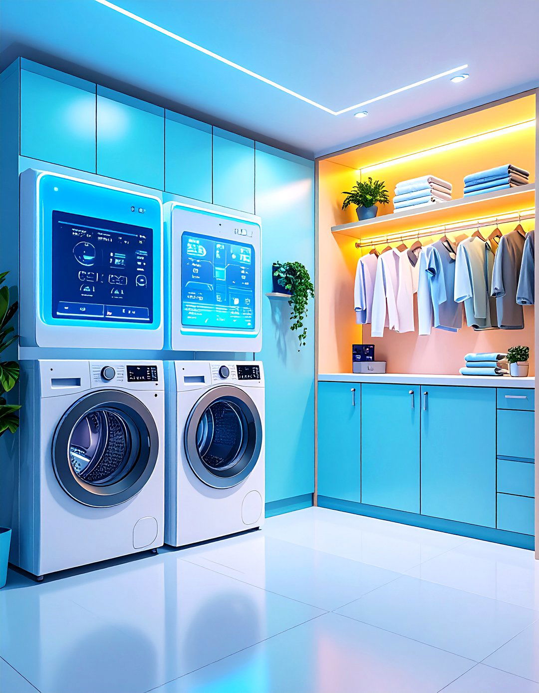 Smart Technology Integration Hub - 24 Laundry Closet Ideas
