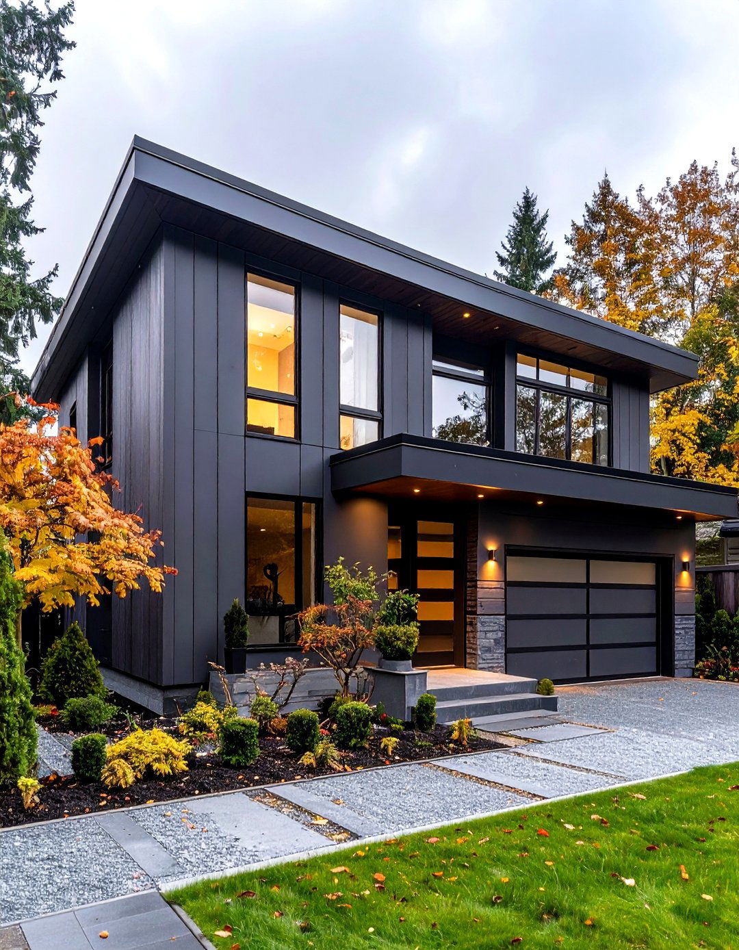 Smoke Gray Exterior with Vertical Siding - 24 Gray Exterior House Paint Ideas
