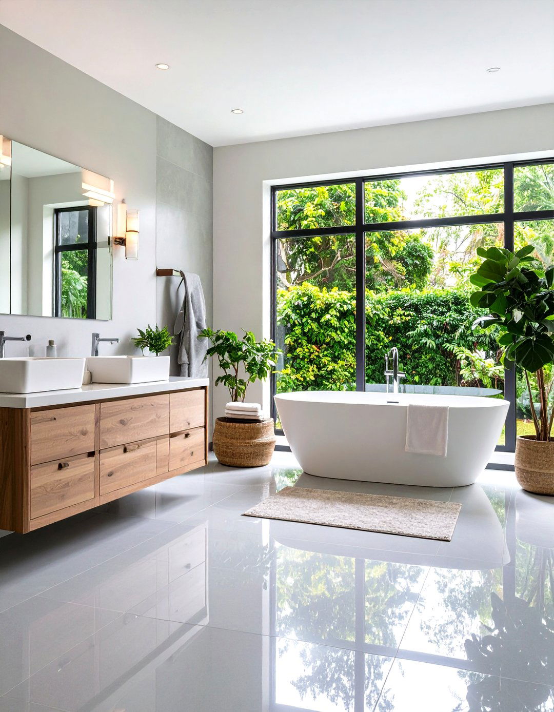 Smooth Gray Polished Bathroom Floors - 24 Gray Floor Bathroom Ideas