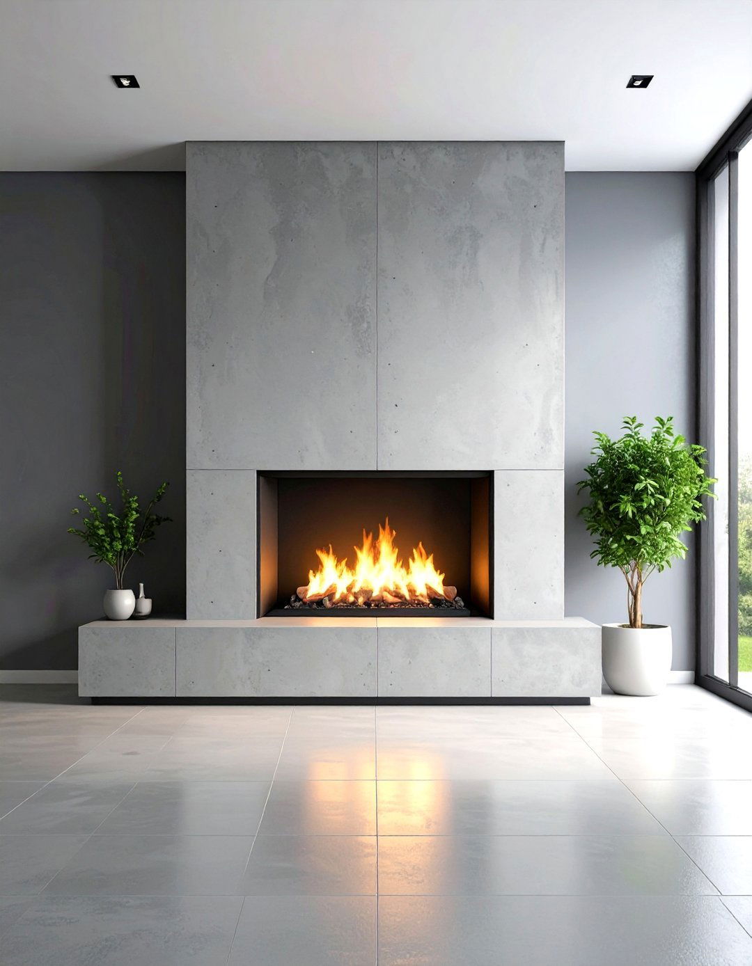 Smooth Polished Concrete Fireplace - 24 Concrete Fireplace Ideas