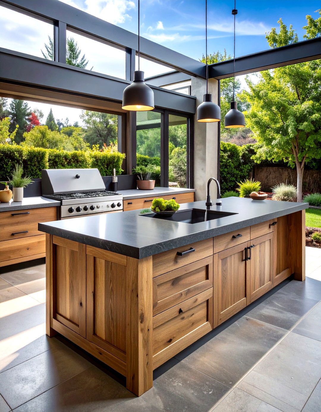 Soapstone Farmhouse Island Configuration - 24 Outdoor Kitchen Countertop Ideas