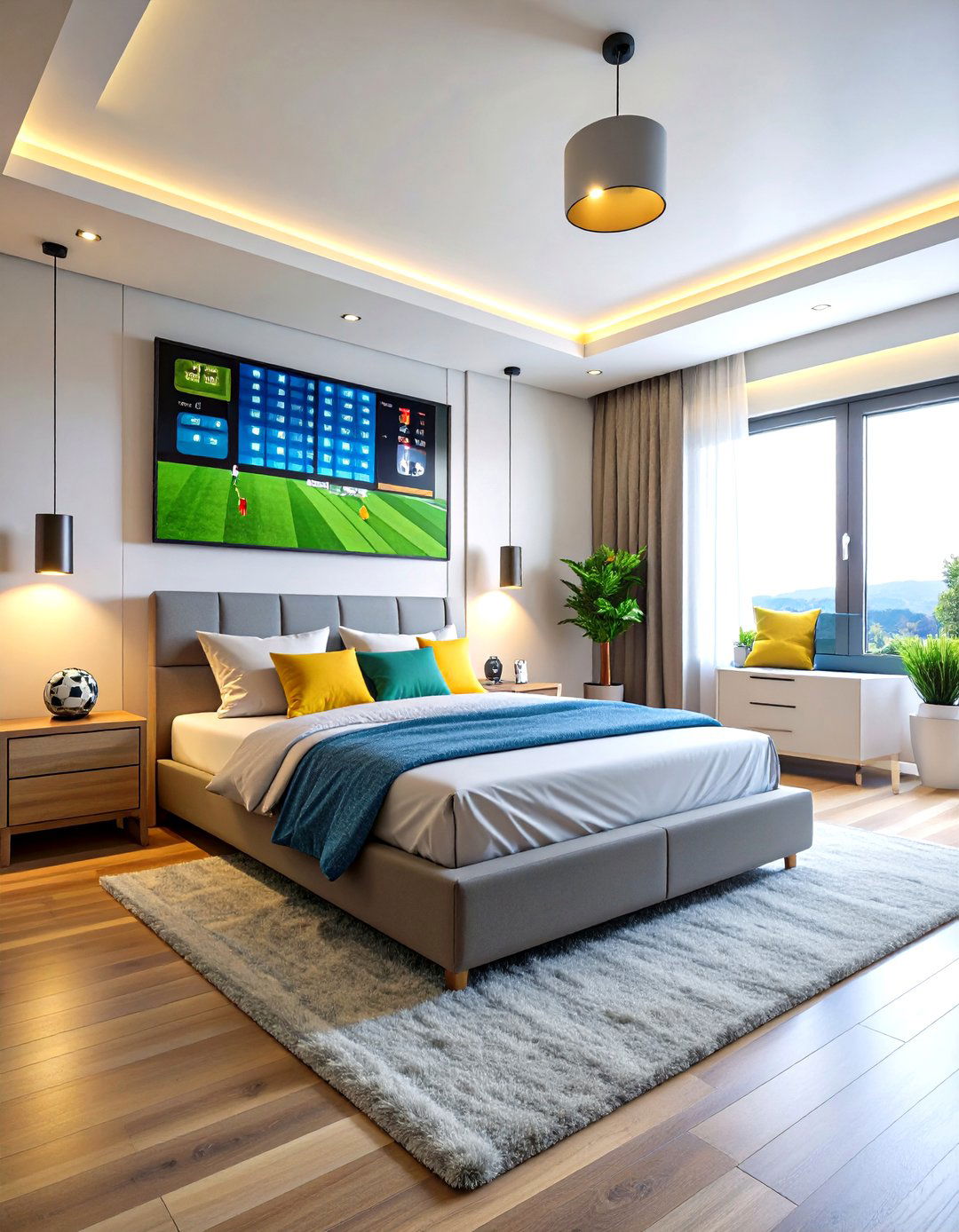Soccer Scoreboard Feature Wall - 24 Soccer Themed Bedroom Ideas
