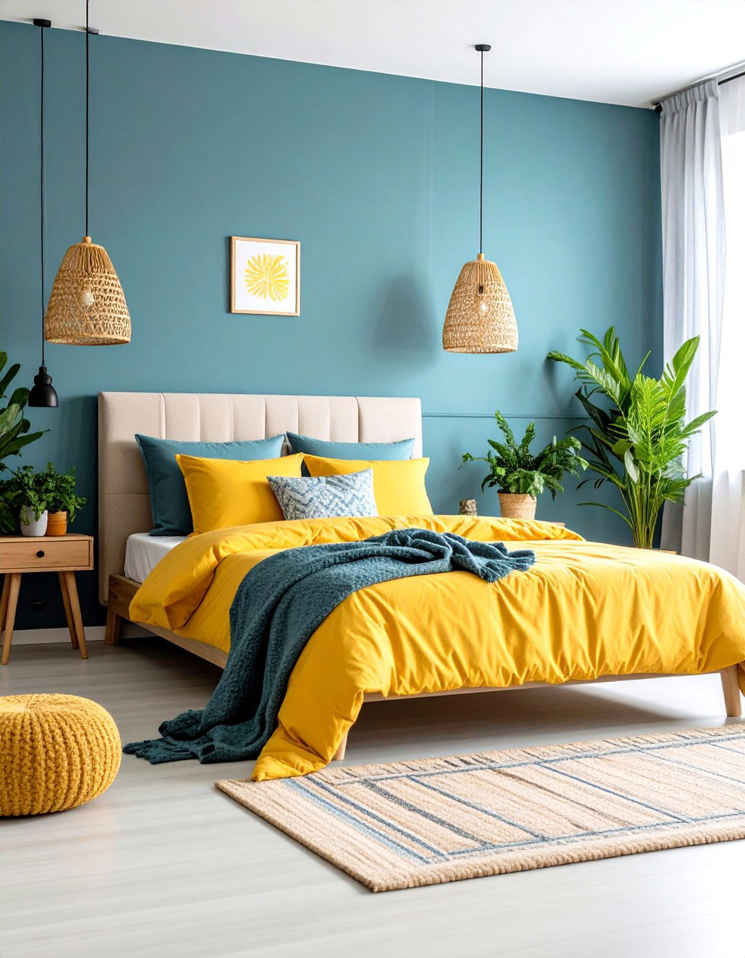 Soft Blue and Butter Yellow Cheerful Serenity - 24 Bedroom Painting Ideas With Two Colors