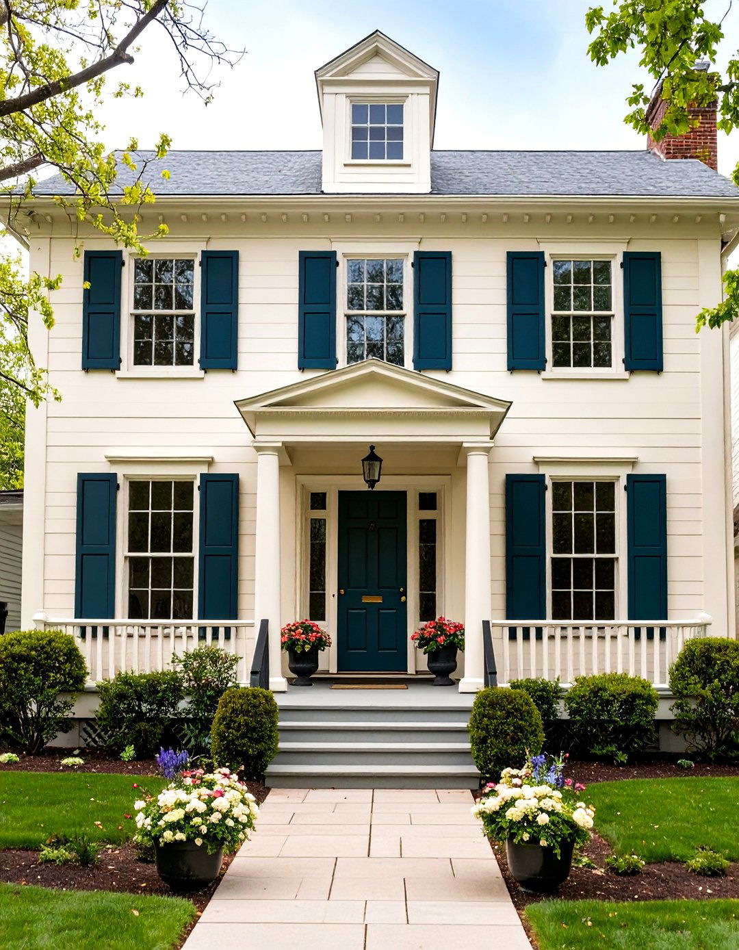 Soft Cream Paint Application - 24 Exterior Brick Paint Color Ideas