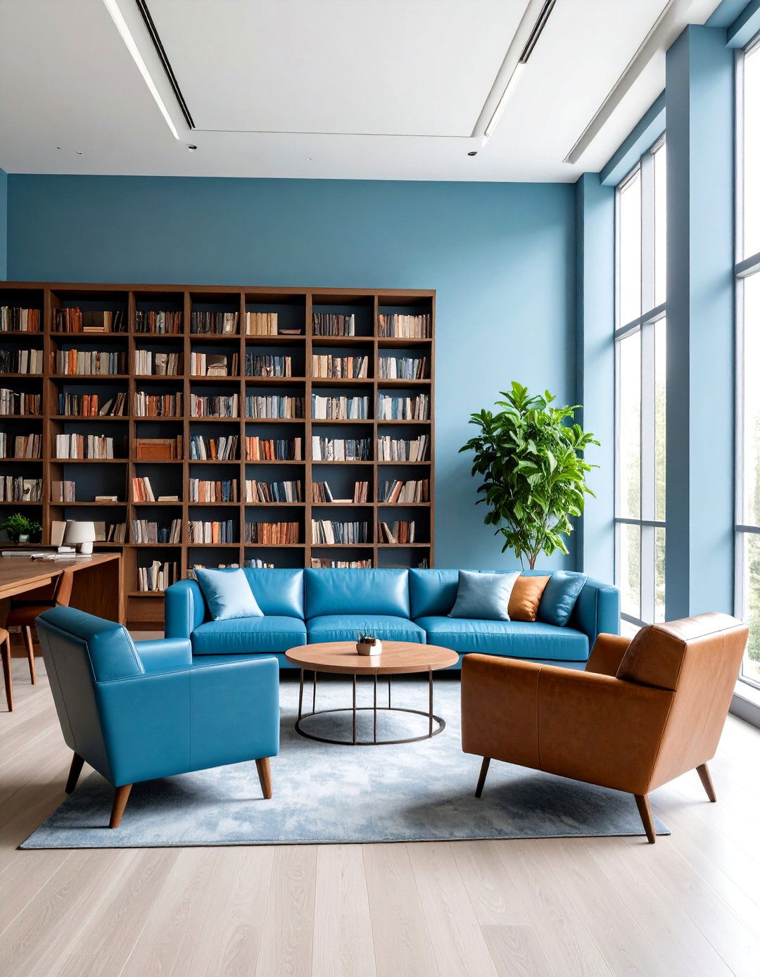 Soft Gray Blue Library Retreat - 24 Pastel Colour Ideas for Your Home