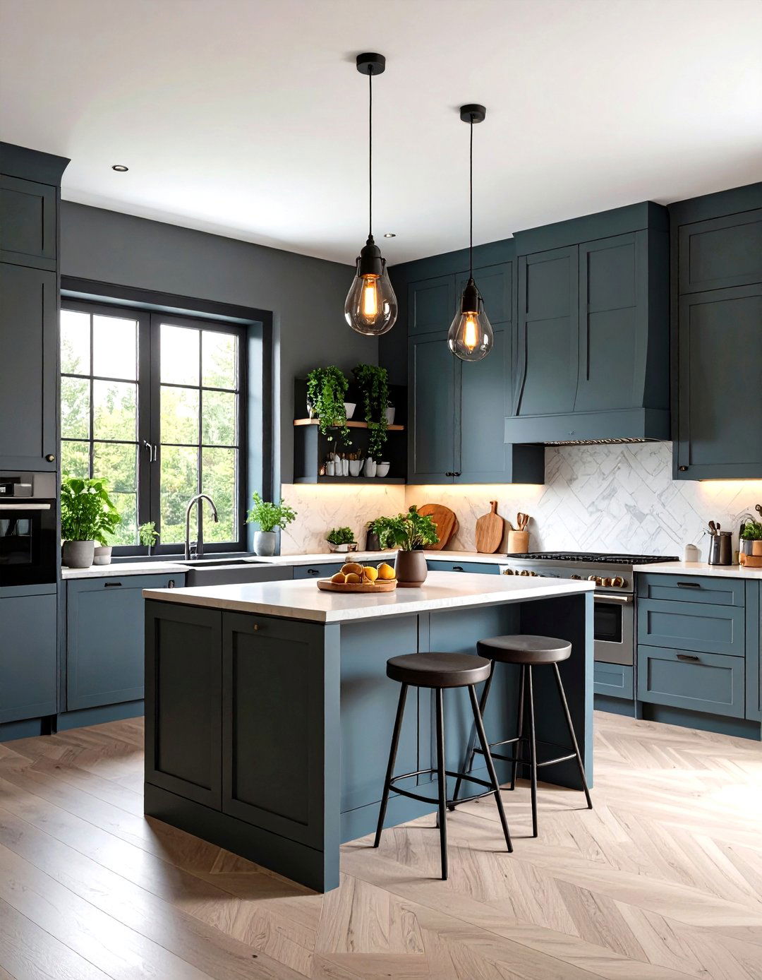 Soft Gray Paint with Black Window Trim - 24 Gray and Black Kitchen Ideas