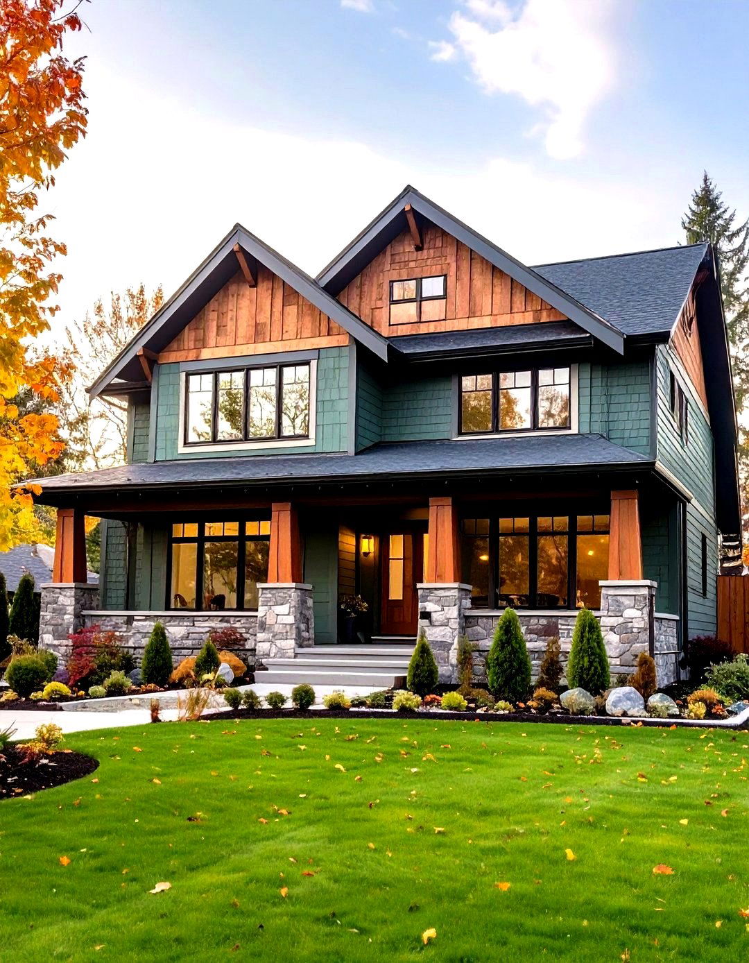 Soft Green Transitional Style Design - 24 Light Green House Exterior Ideas