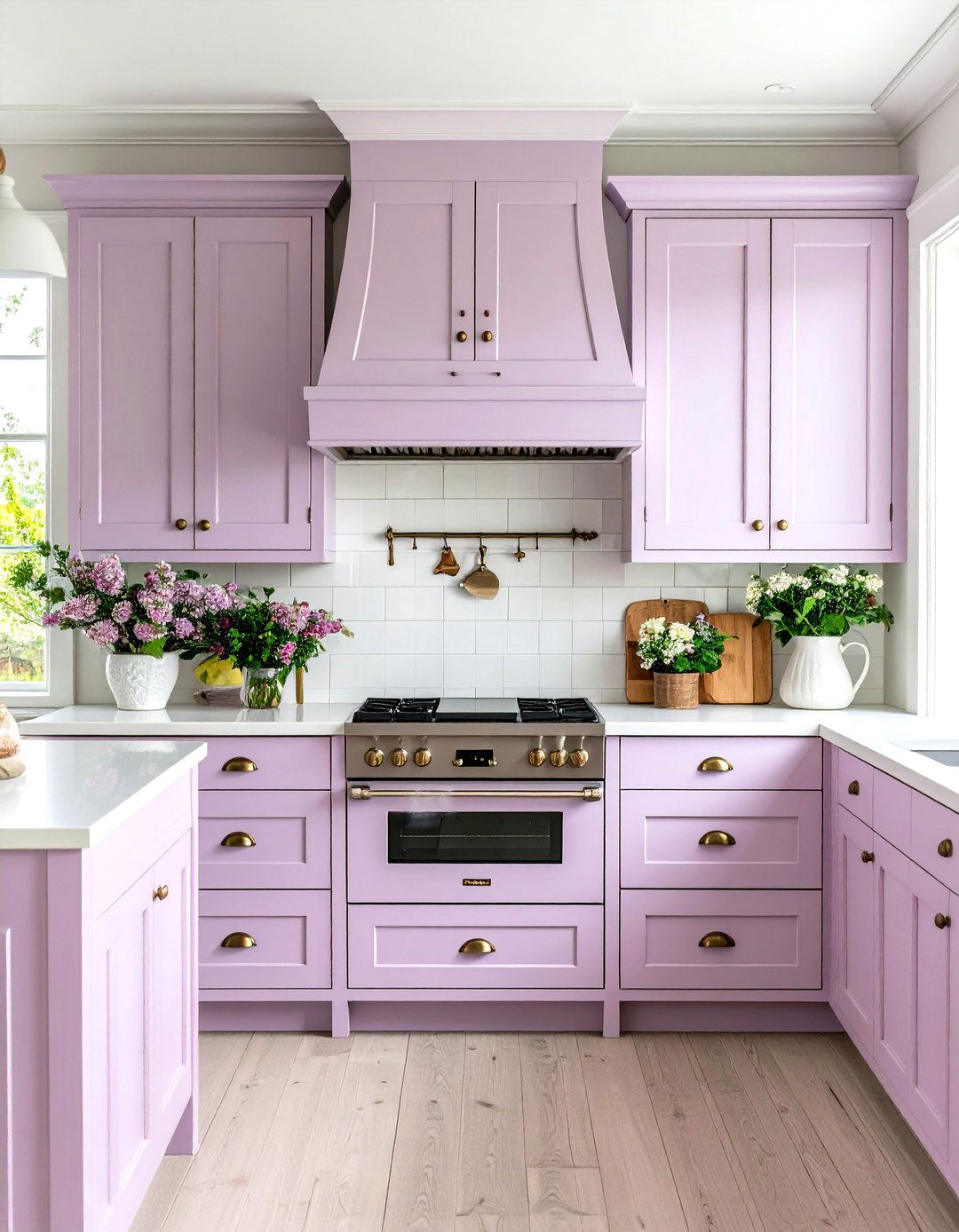 Soft Lavender Shabby Chic Kitchen Cabinets - 24 Kitchen Cabinet Color Ideas