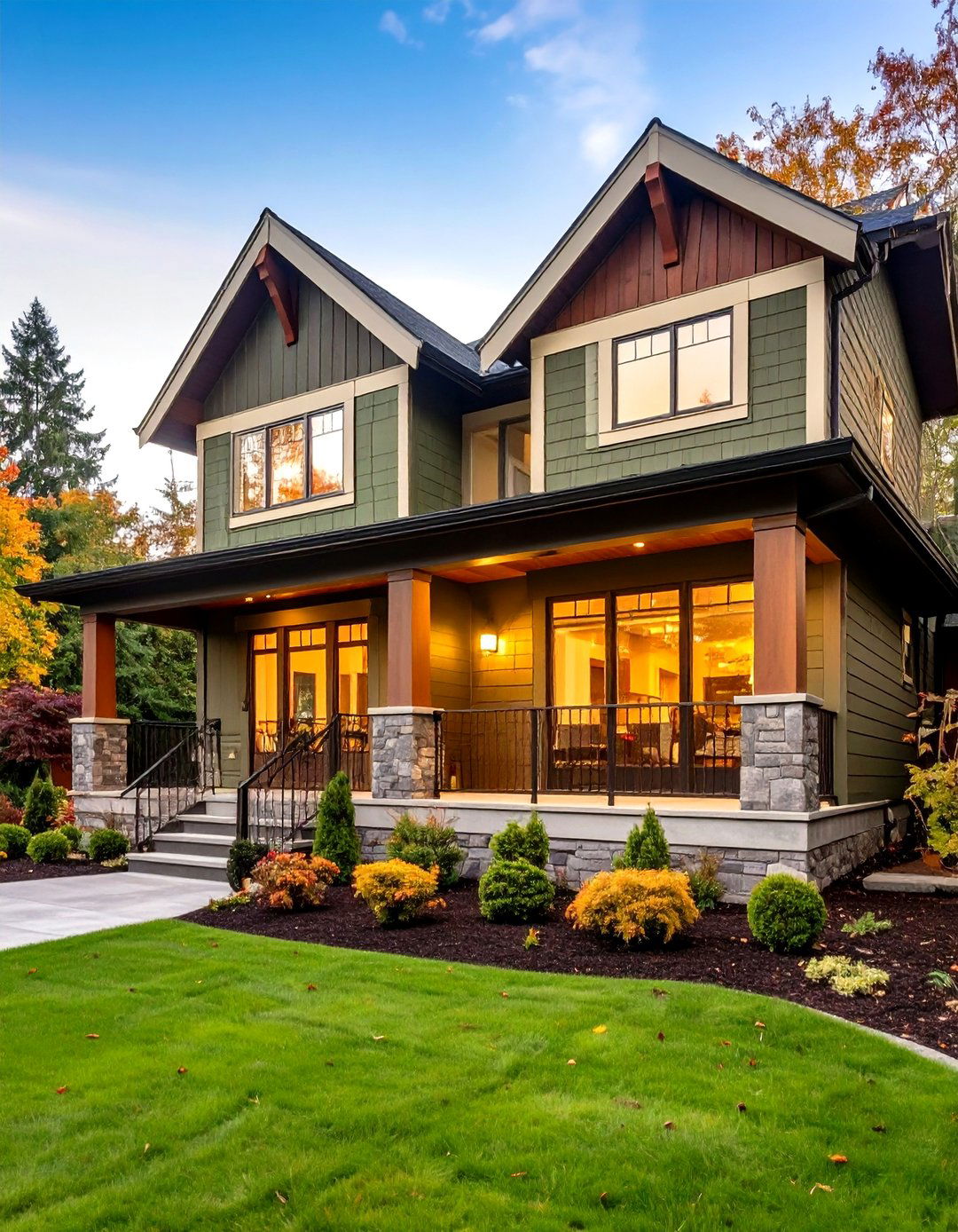Soft Olive and Cream Natural Harmony - 24 Two-tone Siding Designs