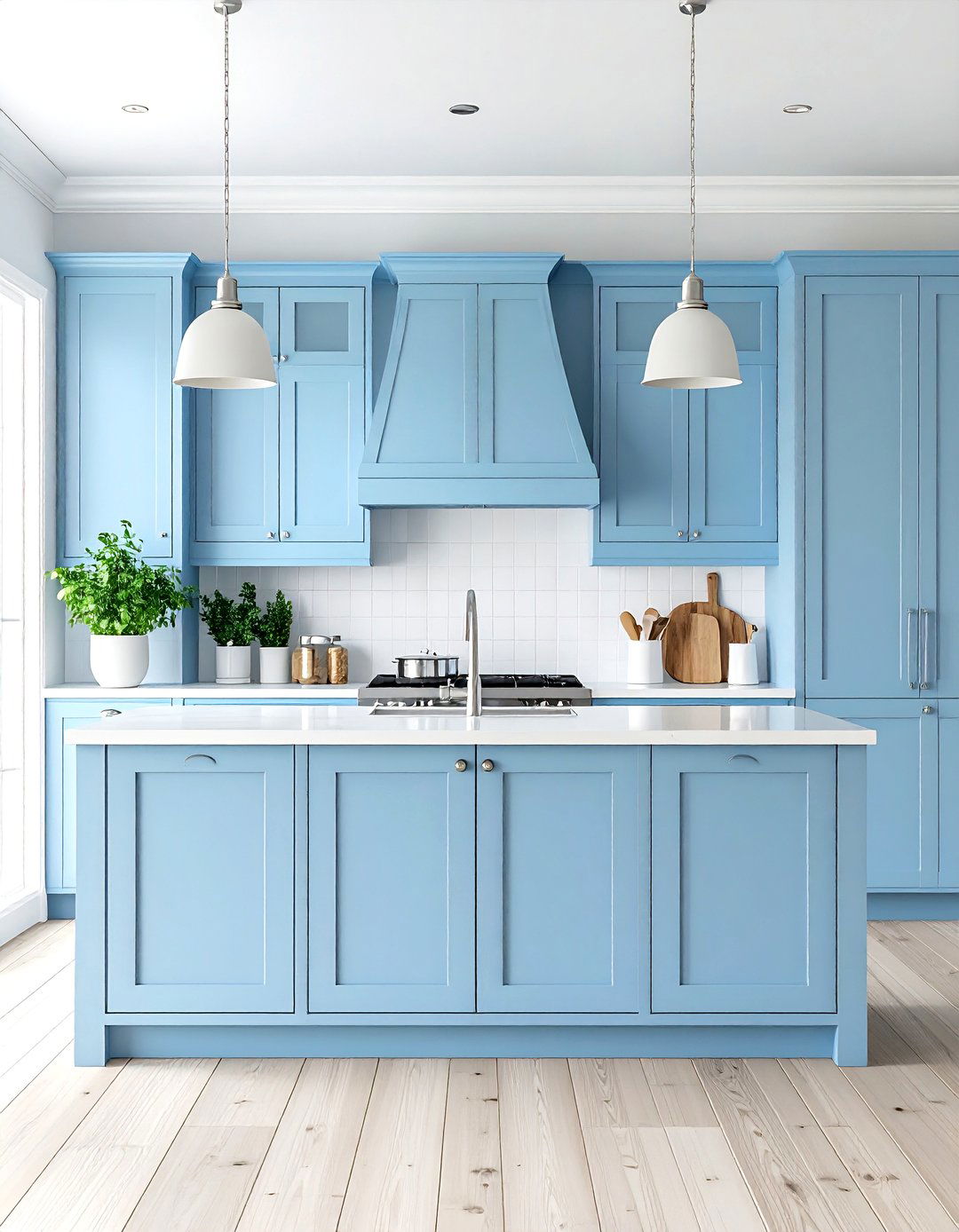 Soft Pastel Blue Cabinet Serenity - 24 Painting Kitchen Cabinet Ideas