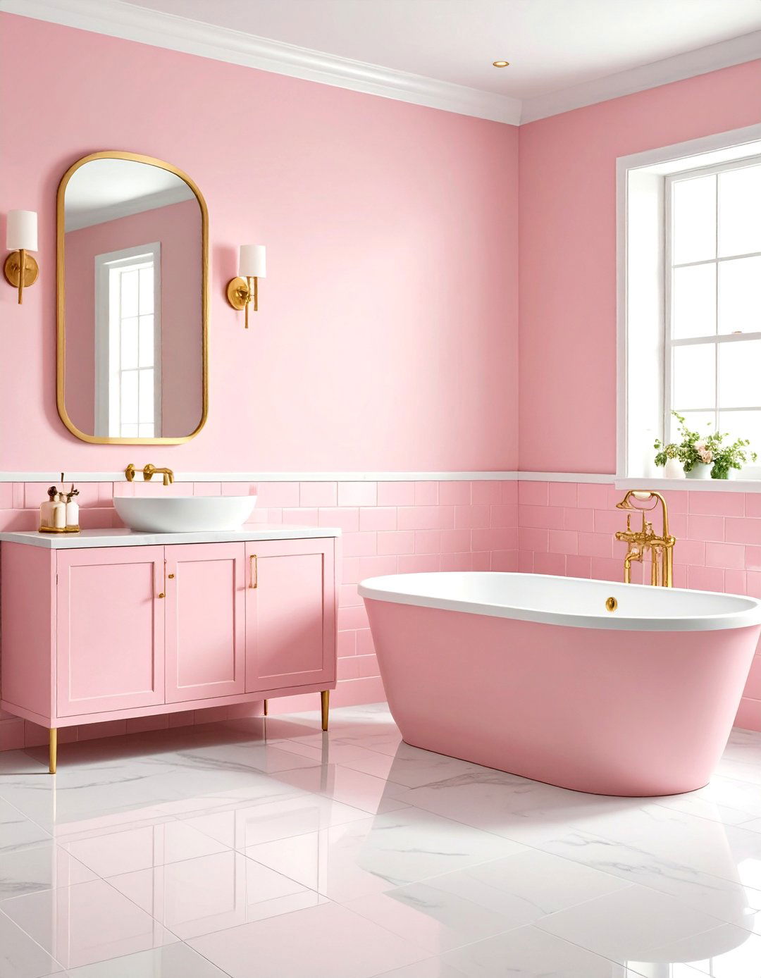 Soft Pastel Pink Subway Bathroom - 24 Pink Tile Bathroom Ideas