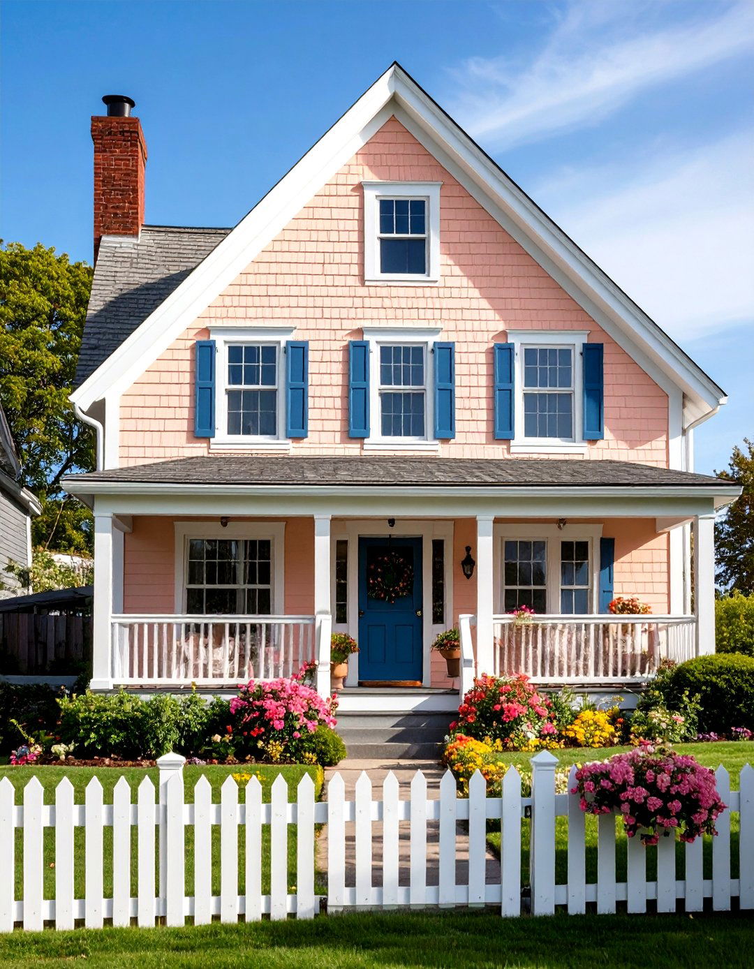 Soft Peach Cape Cod Simplicity - 24 Orange House Exterior Ideas