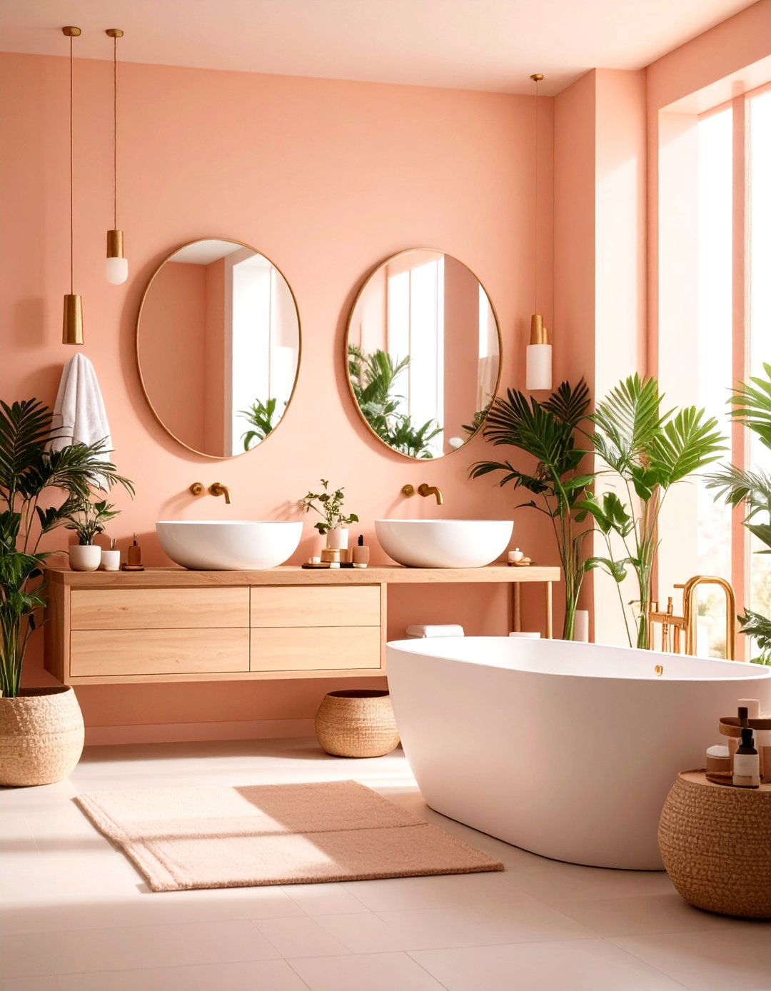 Soft Peach Sunrise Serenity - 24 Colorful Bathroom Ideas