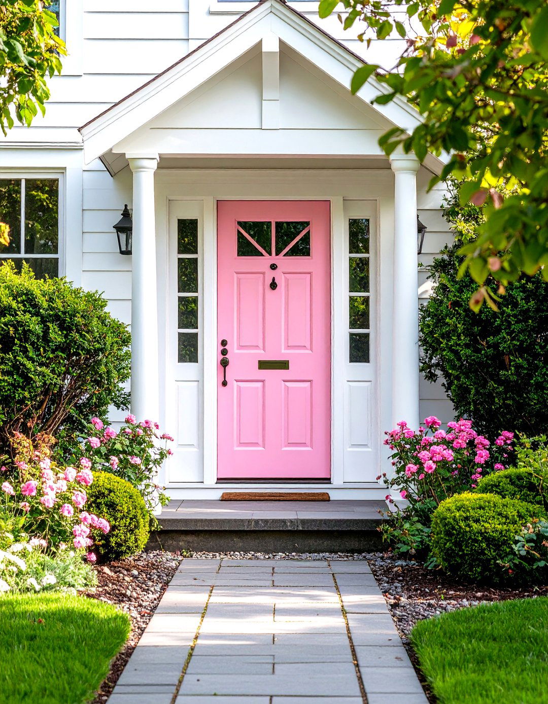 Soft Pink Front Door - 24 Front Door Color Ideas