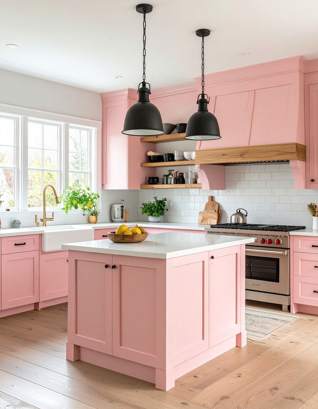 Soft Pink Modern Farmhouse Kitchen - 24 Pink Kitchen Ideas
