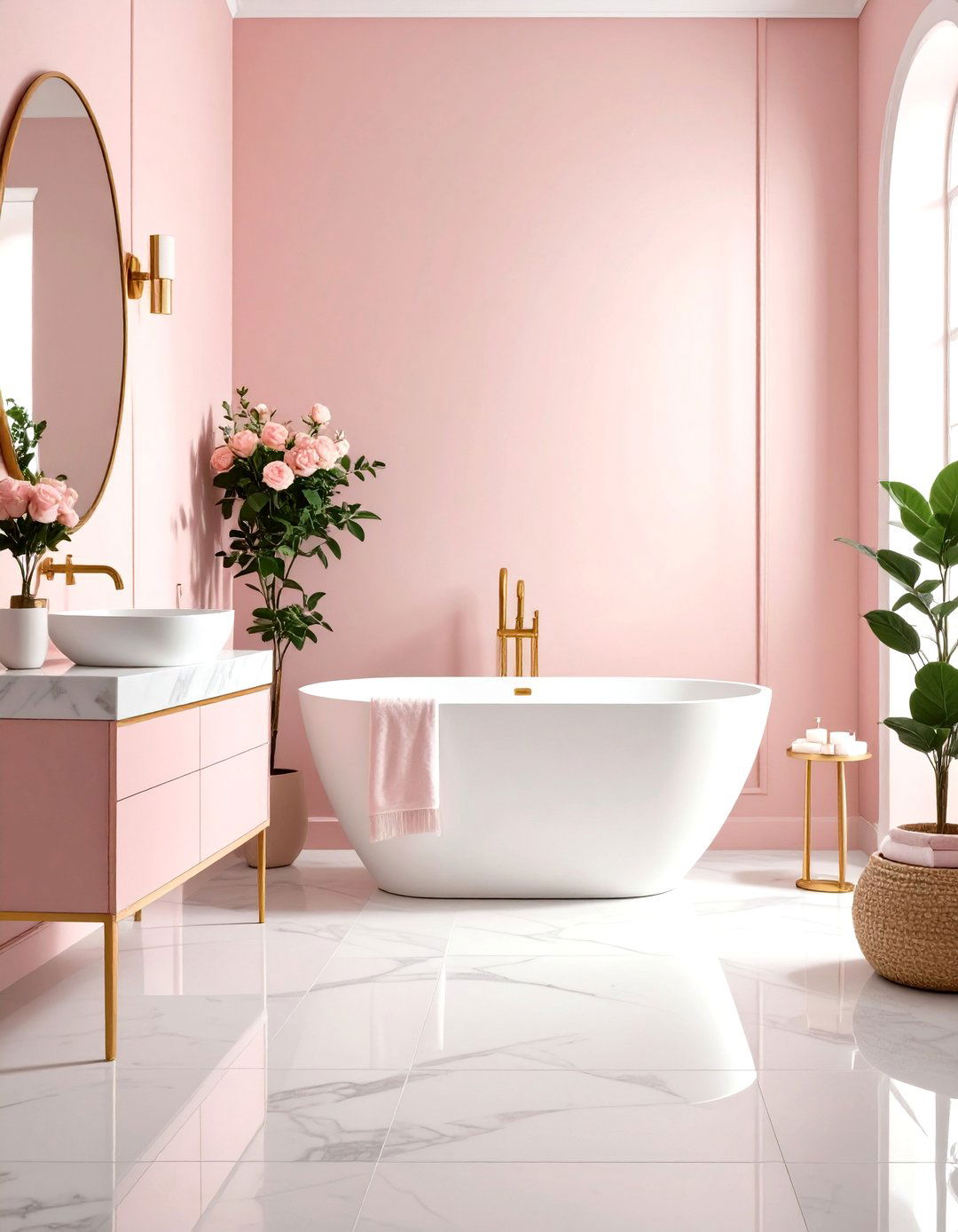 Soft Pink Powder Room - 24 Romantic Bathroom Ideas