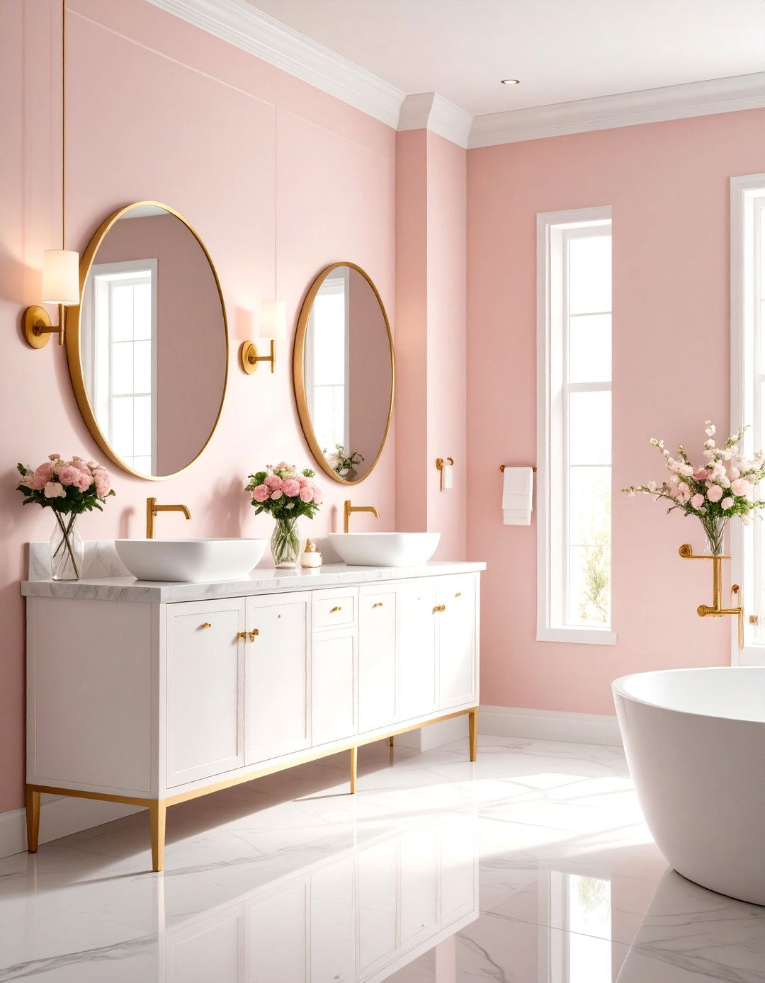 Soft Pink and Gold Feminine Retreat - 24 Hallway Bathroom Ideas