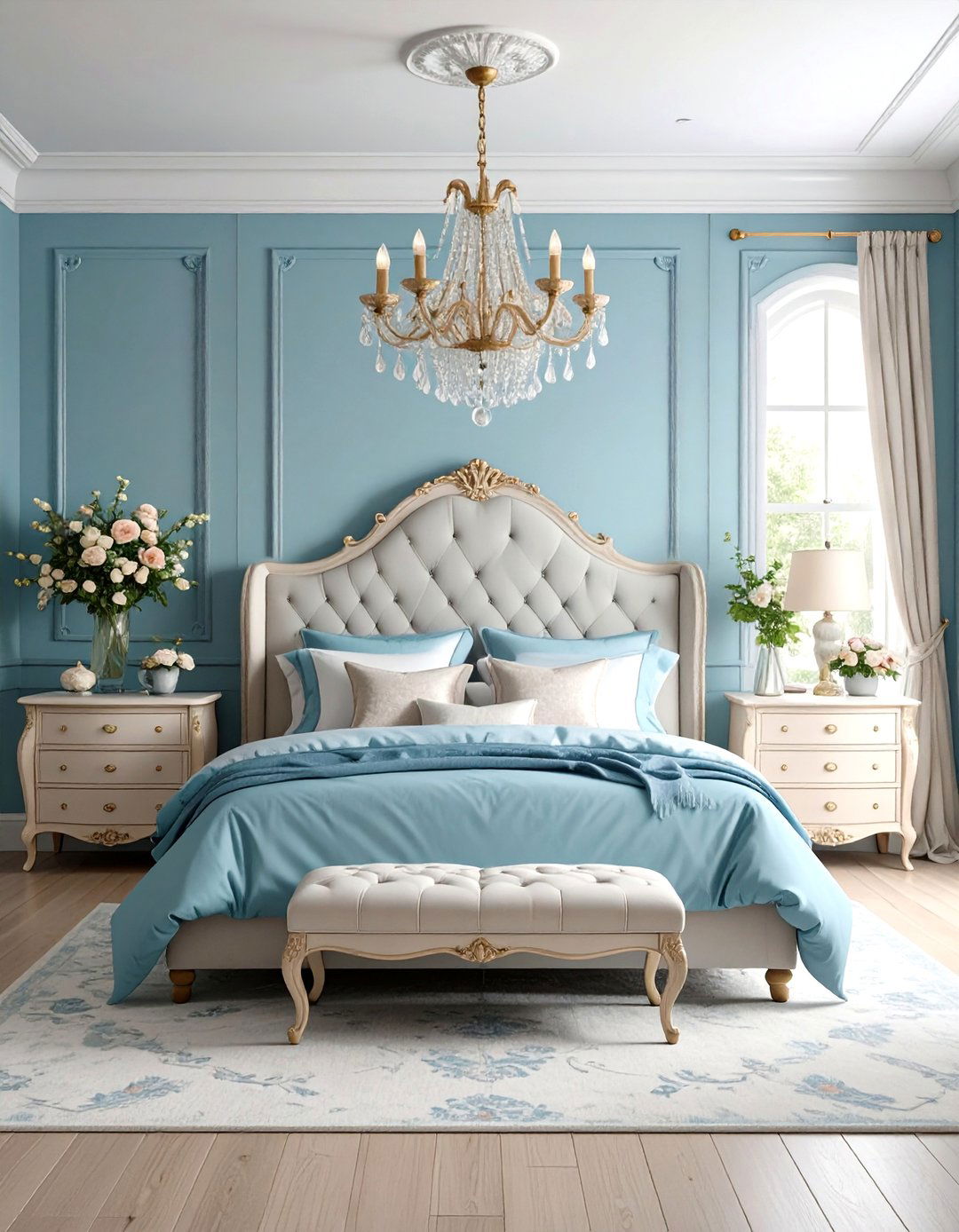Soft Powder Blue and Pearl Grey Romance - 24 Blue and Grey Bedroom Ideas