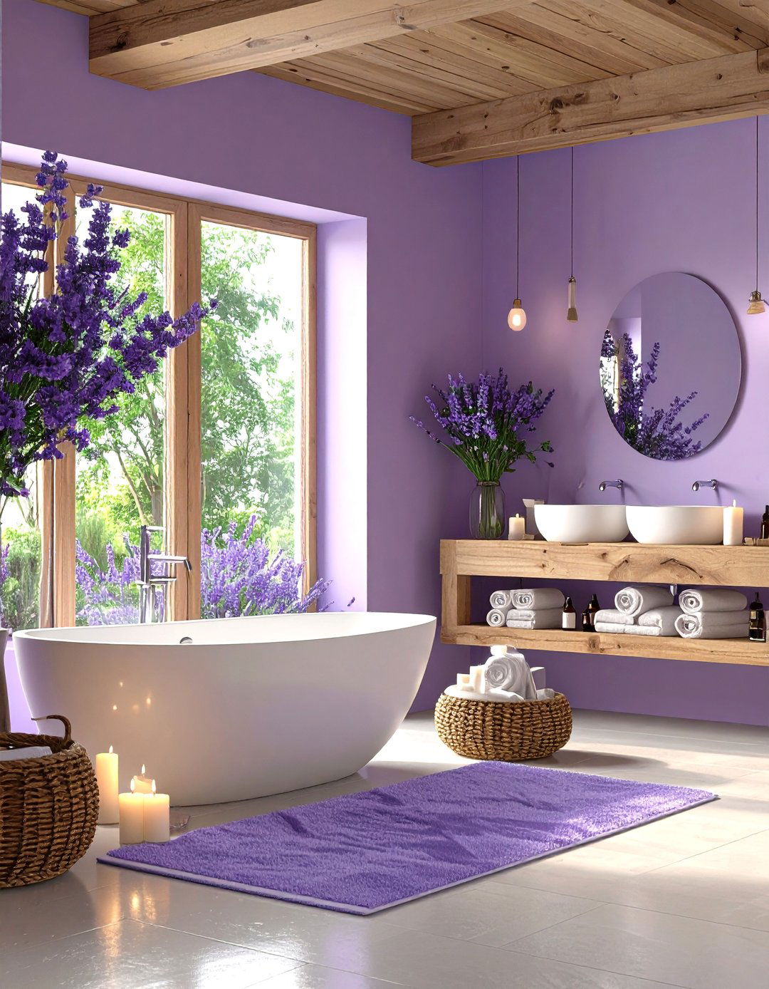Soft Purple Zen Retreat - 24 Colorful Bathroom Ideas