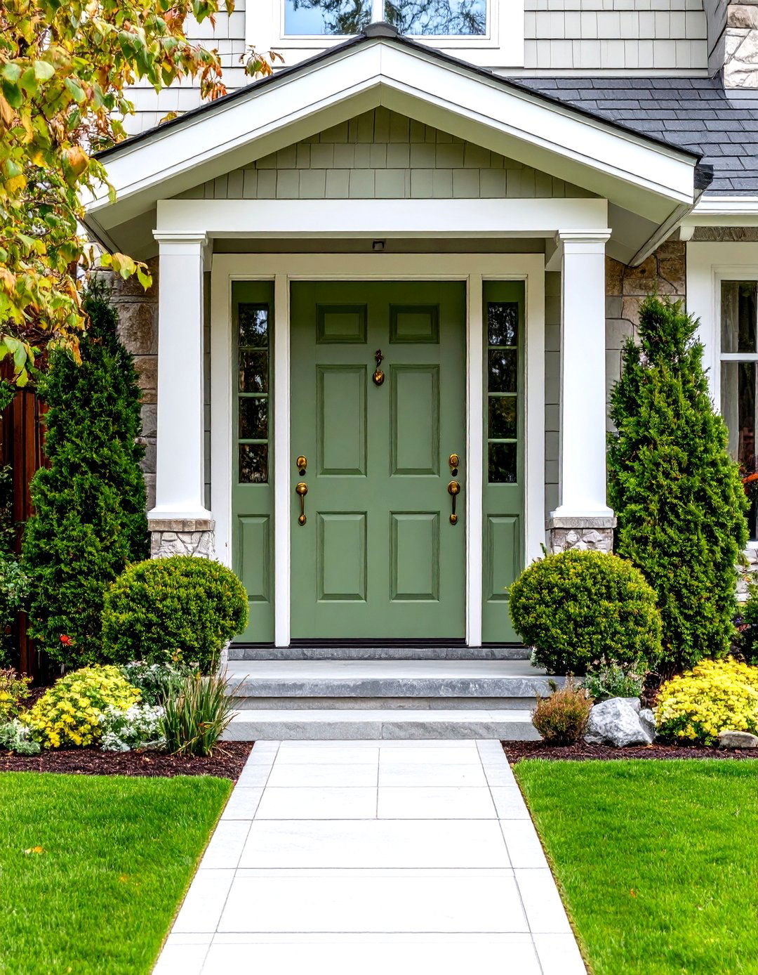 Soft Sage Green Front Door - 24 Front Door Color Ideas
