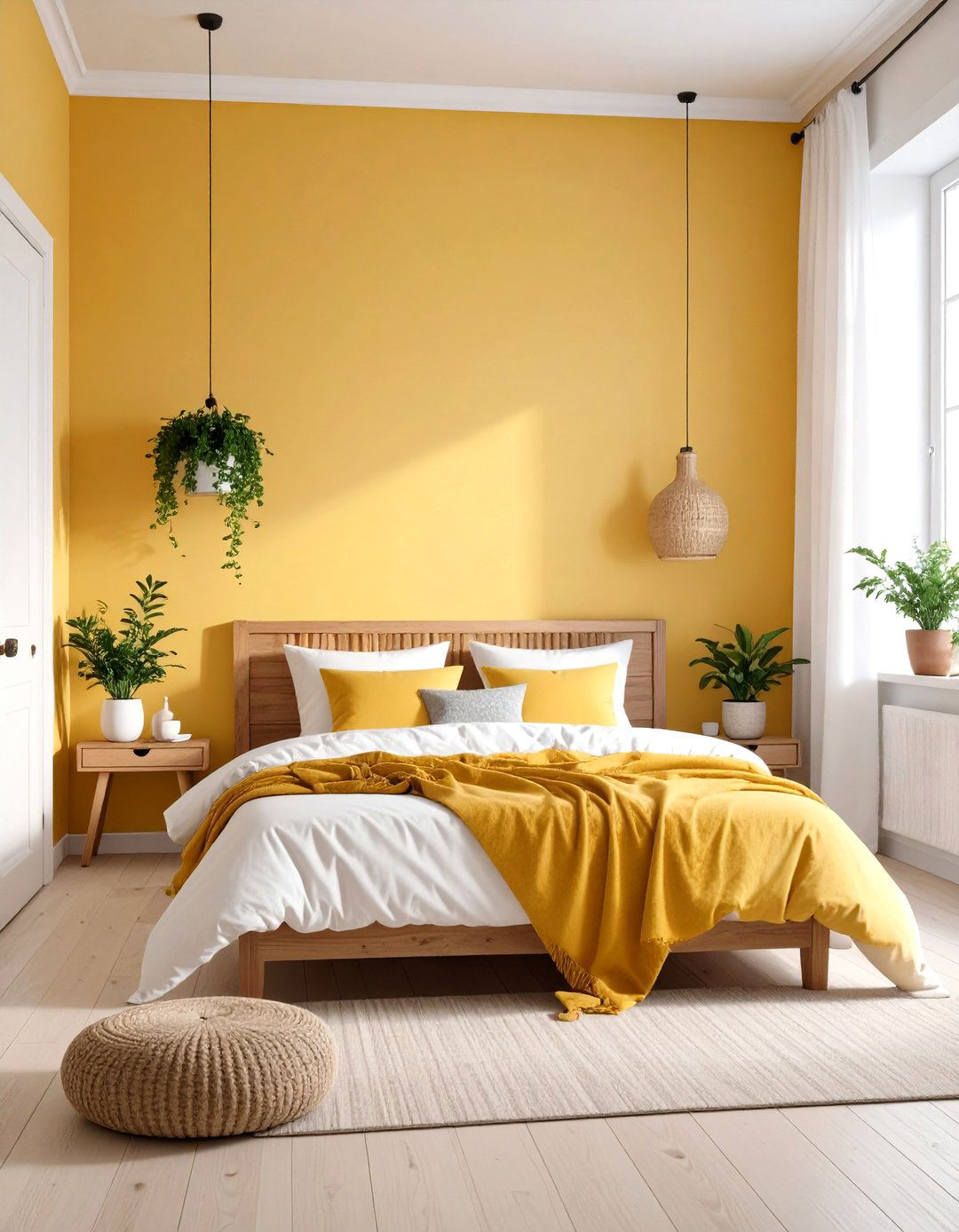 Soft Yellow Bedroom with White Trim - 24 Bedroom Paint Colors